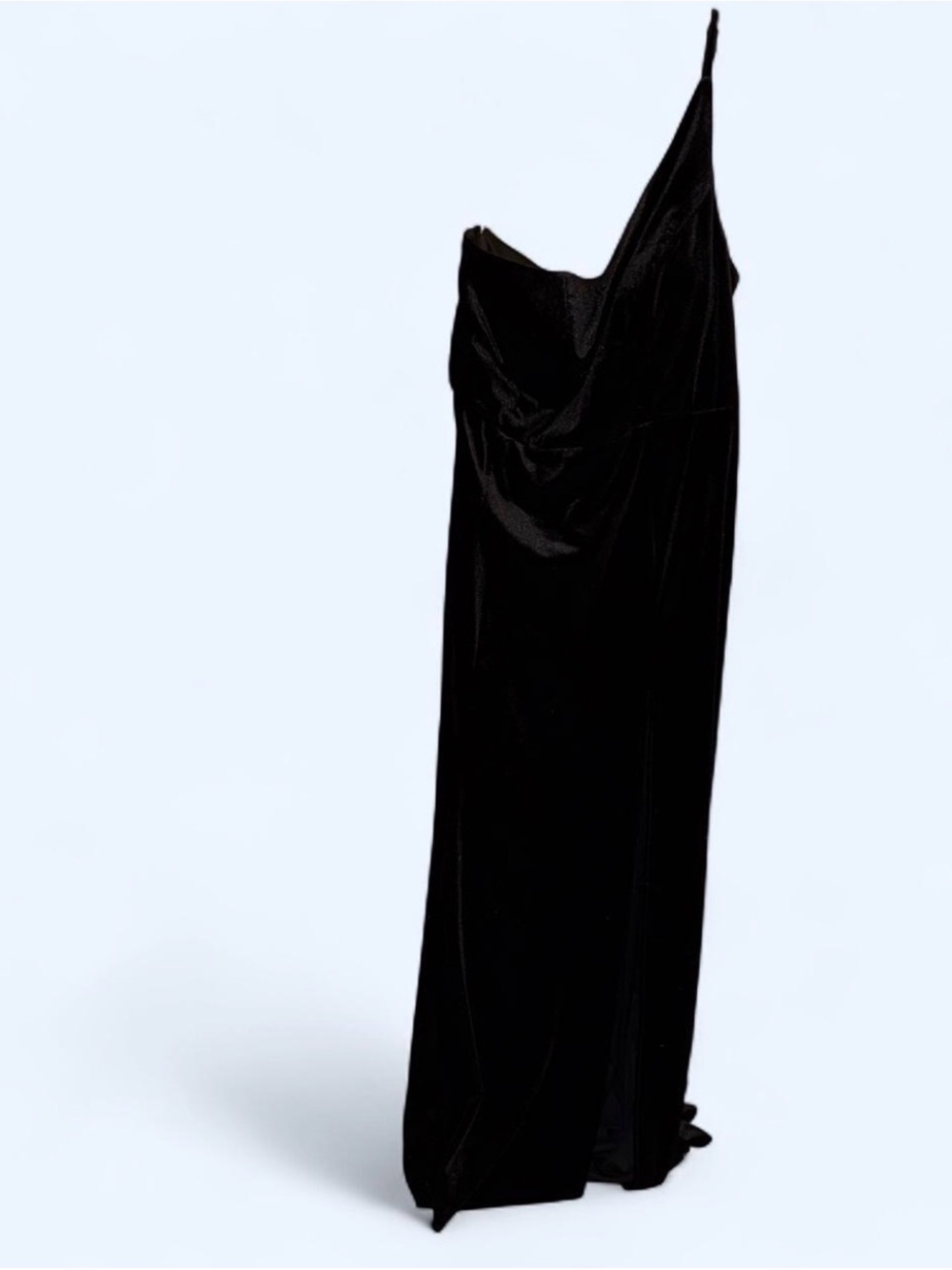 Azazie Black Evening Gown with One-Shoulder Detail